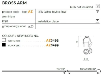 Oprawa sufitowa Bross Arm GU10, AZ3499 - Azzardo