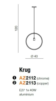 Lampa wisząca KRUG E27, AZ2112 - AZzardo