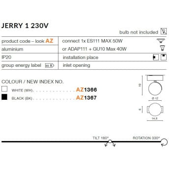 Oprawa sufitowa JERRY 50W GU10, AZ1366 - Azzardo