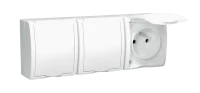Gniazdo wtyczkowe potrójne z uziemieniem IP54, biala klapka, bialy, Simon Aquarius, AQGZ1-3/11 - Kontakt-Simon