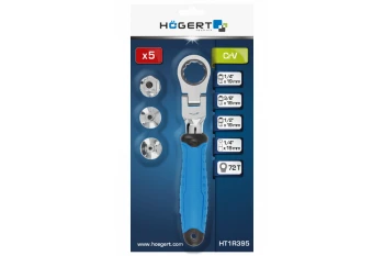 Klucz z grzechotką i przegubem z wymiennymi adapterami, HT1R395 - HOGERT