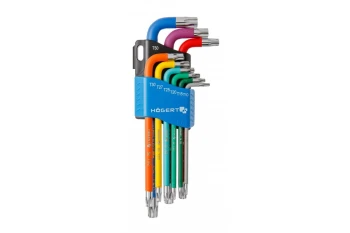 Klucze torx długie, kolorowe zestaw 9 szt, HT1W817 - HOGERT