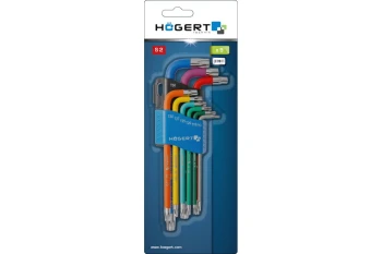 Klucze torx długie, kolorowe zestaw 9 szt, HT1W817 - HOGERT