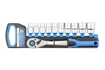 Grzechotka ½”, 72 zęby z zestawem nasadek, HT1R332 - HOGERT