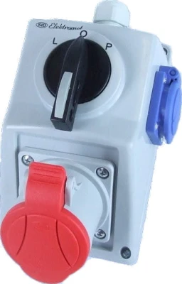 Zestaw instalacyjny z rozłącznikiem L-0-P, gniazdo 32A/400V, 4P + 16A/250V, C32-48.1, 974013 - Elektromet