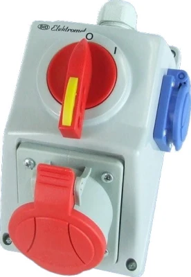 Zestaw instalacyjny z rozłącznikiem 0-I, gniazdo 32A/400V, 5P + 16A/250V, C32-18.1N, 974012 - Elektromet