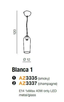 Lampa wisząca Blanca 1, AZ3335- AZzardo
