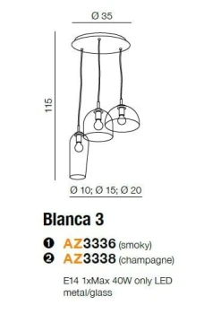 Lampa wisząca Blanca 3, AZ3336- AZzardo