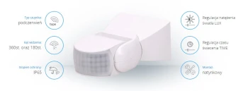 Czujnik ruchu 360/180st. biały OR-CR-254/W ORNO 7