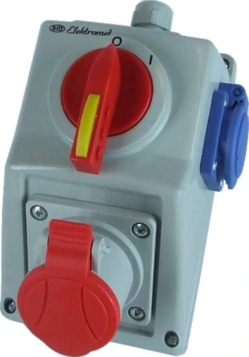 Zestaw instalacyjny z rozłącznikiem 0-I, gniazdo 16A/400V, 4P + 16A/250V, C16-18.1, 971615 - Elektromet
