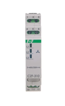 Czujnik zaniku i asymetrii faz, montaż na szynie DIN CZF-310 - F&amp;F 2