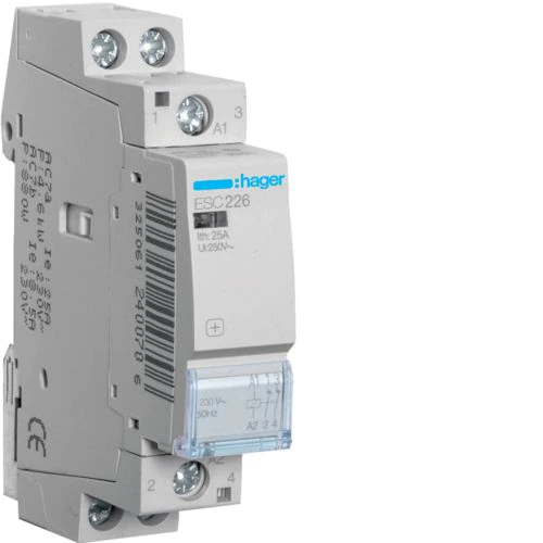 Stycznik instalacyjny 25A 230V 2Z 2P, ESC226 - Hager