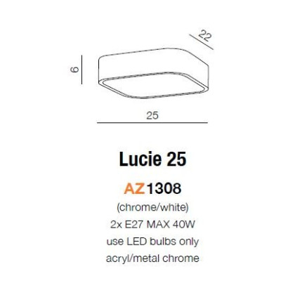 Oprawa sufitowa LUCIE 25 40W E27, AZ1308 - AZzardo