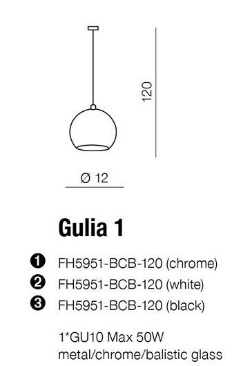 Lampa wisząca Gulia chrom AZ0641, AZzardo