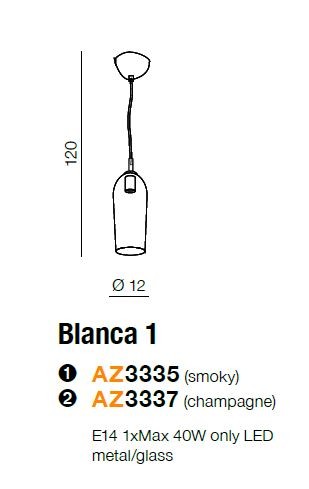 Lampa wisząca Blanca 1, AZ3335- AZzardo
