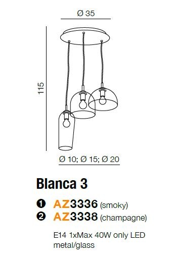 Lampa wisząca Blanca 3, AZ3336- AZzardo