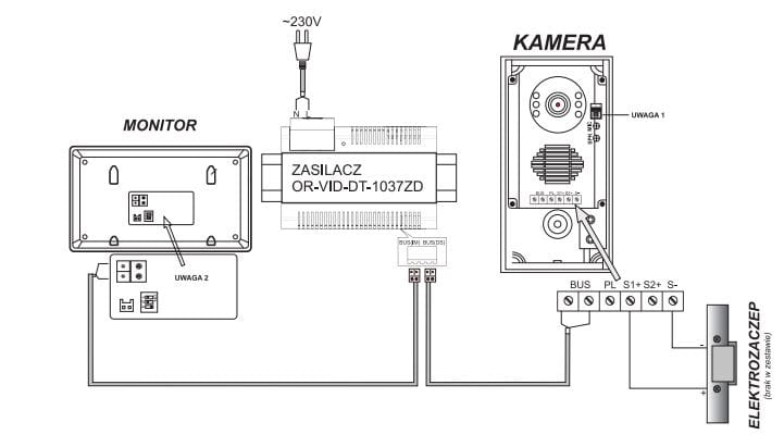 Wideodomofon Orno OR-VID-DT-1038 2-żyłowy - ORNO
